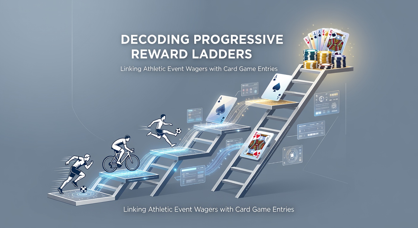Progressive reward ladder diagram showing sports bets unlocking card game entries across platforms