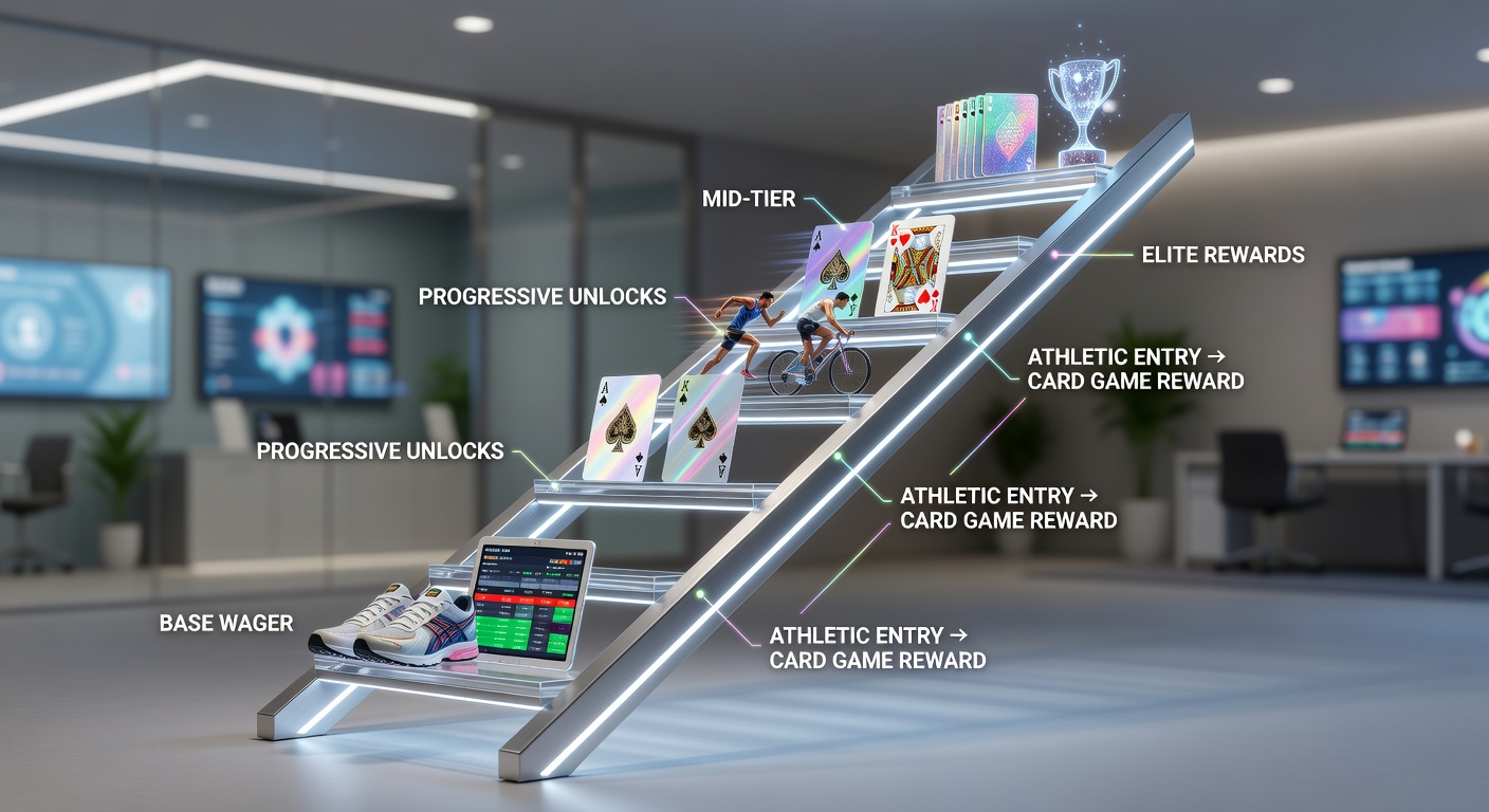 User interface screenshot of a reward ladder tracking sports wagers and card game entries