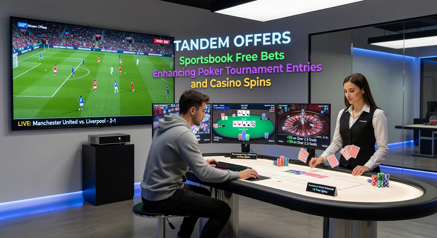 Player dashboard displaying tandem offer progress from sportsbook free bet to unlocked casino spins and poker entry