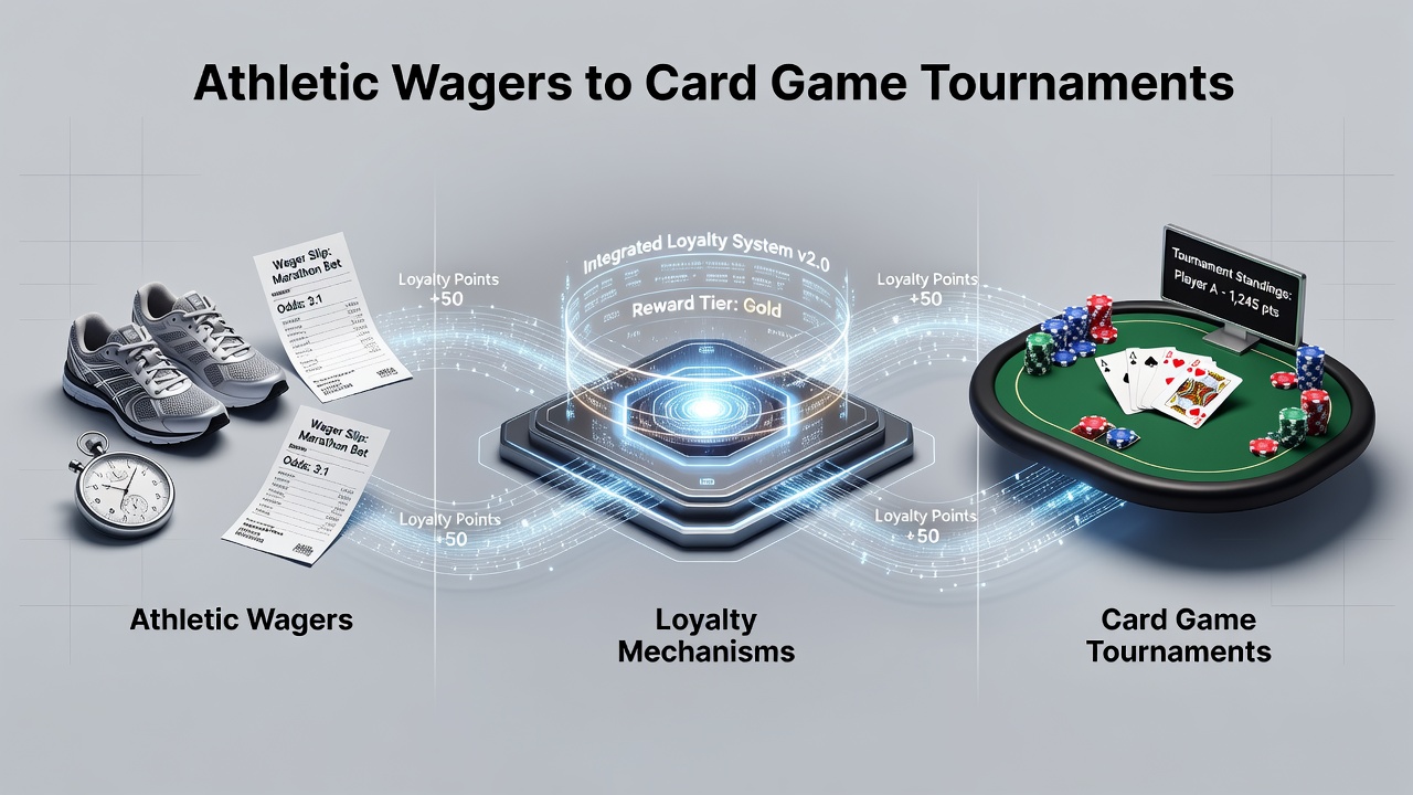 Loyalty program interface showing points transfer from sports wagers to card tournaments
