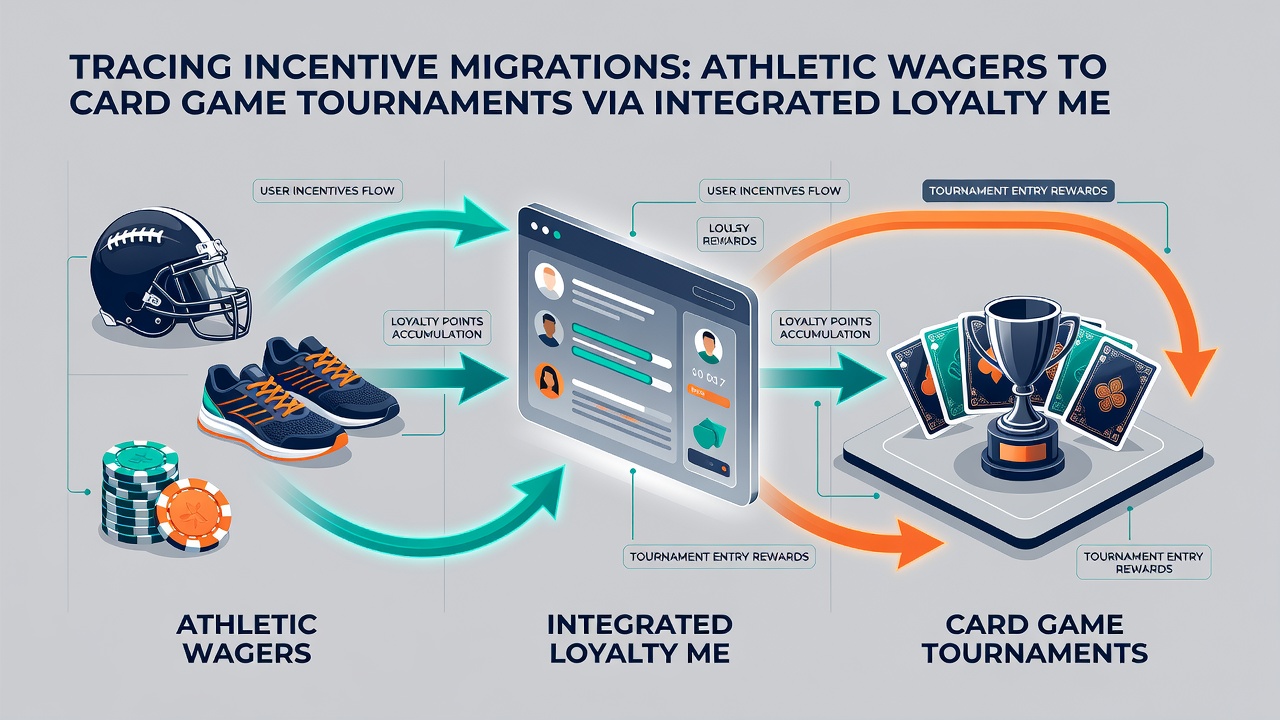Flow diagram illustrating points migration between sports betting and card game platforms